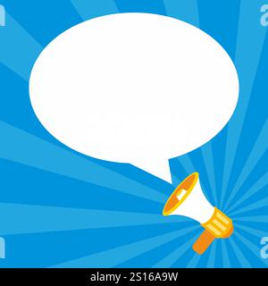 yellow megaphone illustration design with blank text box Stock Vector