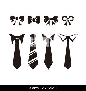 set of simple assorted tie shape design Stock Vector