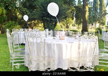 Shot of an elegantly decorated table at a party reception Stock Photo