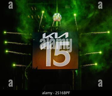 New York, USA. 01st Jan, 2025. The clock is counting down the seconds in Times Square in New York, New York on Dec. 31, 2024. (Photo by Gabriele Holtermann/Sipa USA) Credit: Sipa USA/Ģ����ý Live News Stock Photo