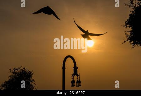 New Year In Doha The first sunrise of the year shines on the Old Doha Port in Doha, Qatar, on January 1, 2025. DOHA Qatar Copyright: xNOUSHADx Stock Photo