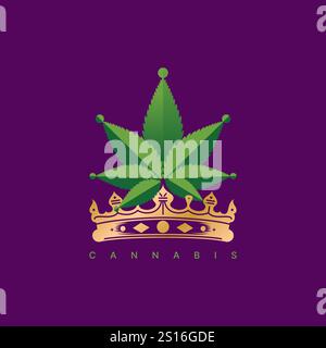 Logo design graphic concept creative premium vector stock image graphic unique crown elegance 3D cannabis leaf CBD death cigarette tattoo nature brand Stock Vector