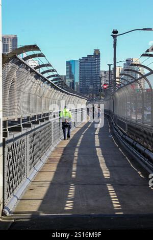 sydney downtown in the front pylon lookout and harbour bridge in the back Stock Photo