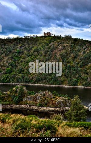 Chambles, France - October 5th 2024 : Exterior view of the Essalois castle. Stock Photo