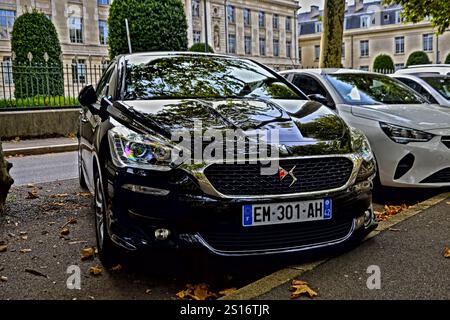 Saint-Etienne, France - September 1st 2024 : Black DS Citroën parked in a street. Stock Photo