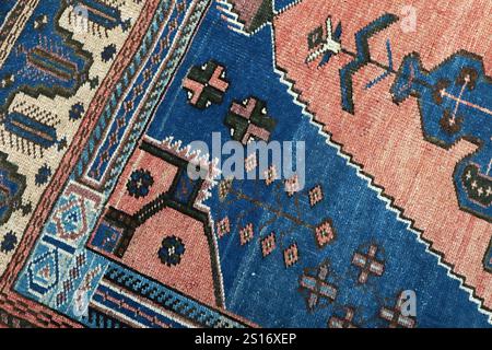 Textures and patterns in color from woven carpets Stock Photo