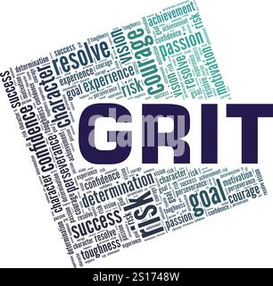 Grit word cloud conceptual design isolated on white background. Stock Vector