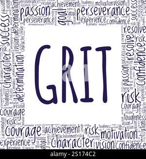 Grit word cloud conceptual design isolated on white background. Stock Vector