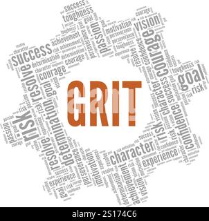 Grit word cloud conceptual design isolated on white background. Stock Vector