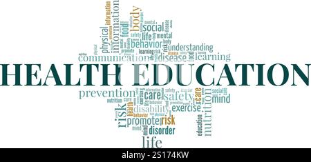 Health Education word cloud conceptual design isolated on white background. Stock Vector