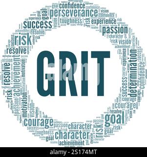 Grit word cloud conceptual design isolated on white background. Stock Vector
