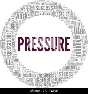 Pressure word cloud conceptual design isolated on white background. Stock Vector