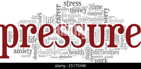 Pressure word cloud conceptual design isolated on white background. Stock Vector