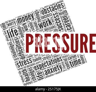 Pressure word cloud conceptual design isolated on white background. Stock Vector