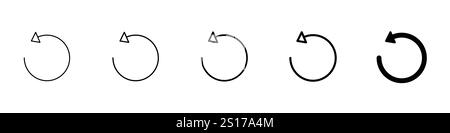 Set of 5 Reset icon - 1 Silhouette - 1 unexpanded vector - Vector refresh icon and reload icon set, isolated on a white background, featuring circular Stock Vector