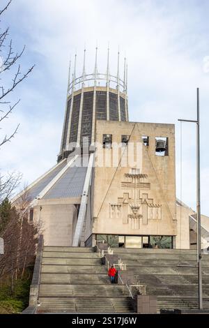 Liverpool Metropolitan Cathedral, officially known as the Metropolitan Cathedral of Christ the King in the Merseyside city of Liverpool opened in 1966 Stock Photo