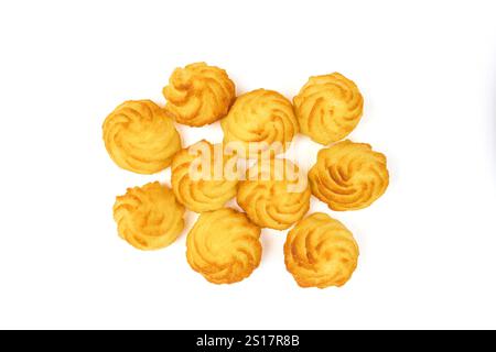 Duchess potatoes close-up, isolated on a white background Stock Photo