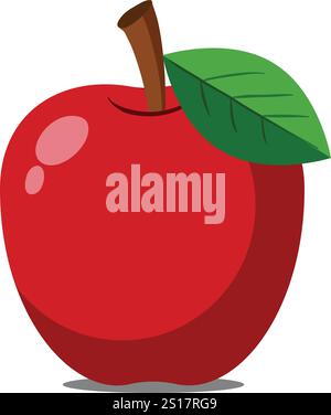 Red apple isolated on white background, vector illustration Stock Vector