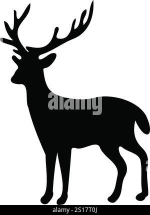 Deer silhouette in vector with isolated background. Stock Vector