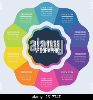 Business Infographic design 10 steps, objects, elements or options information design colorful template Stock Vector
