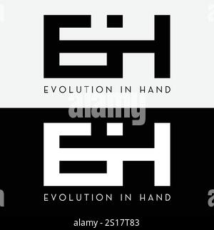 EIH Logo, Evolution In Hand, Creative letter, EIH creative minimalist letter logo. EIH unique vector initials alphabet letter logo design, EIH Logo. Stock Vector