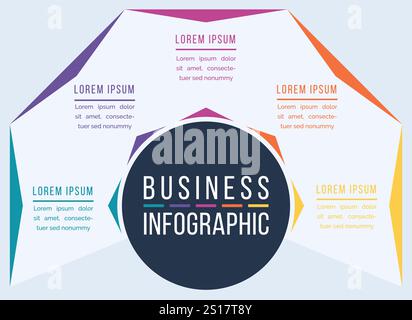 5 Steps business Infographic design 5 steps, objects, elements or options infographic business template Stock Vector