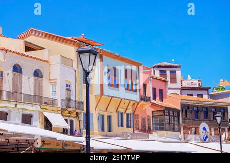 Venetian Harbour old buildings, Chania, Crete, Greek Islands, Greece Stock Photo
