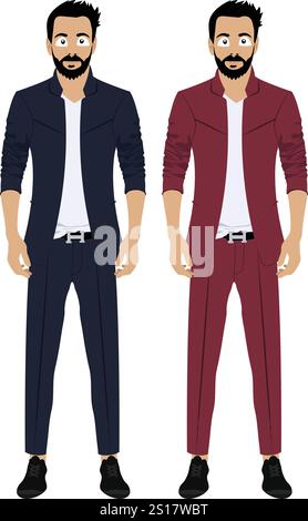 Stylish Men Character Set illustration Stock Vector
