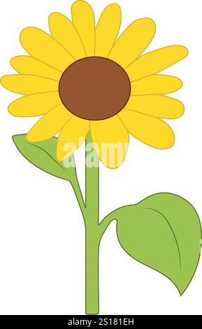 Yellow sunflowers in full bloom. Vector Illustration. Stock Vector