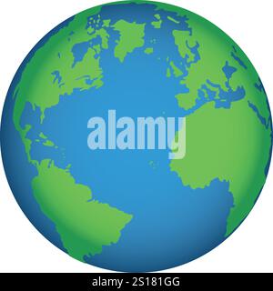 3D Planet Earth icon Earth day flat symbol. Stock Vector