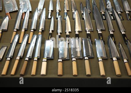 Knives on sale at Tsukiji Outer Market in Tokyo Stock Photo