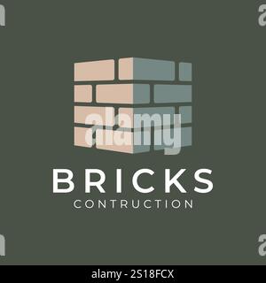 Brick Contruction Logo Template Design Stock Vector