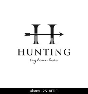 Letter H and Arrow Symbol for Hunting Logo Stock Vector