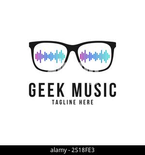 Logo design template with glasses and equalizer. Vector illustration. Stock Vector