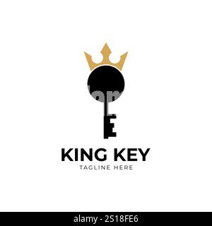royal king key crown logo design vector Stock Vector