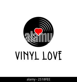 Vinyl Disk Music with Heart logo design Vector Illustration. Stock Vector
