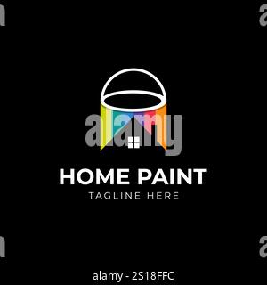 paint can logo design with home concept Stock Vector