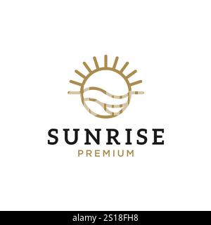 Sunrise beach logo design inspiration Stock Vector