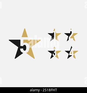 Set Number 1,2,3,4,5 Star Logo Template Stock Vector