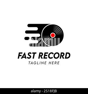 fast vinyl record logo, Speed record symbol or icon vector Stock Vector