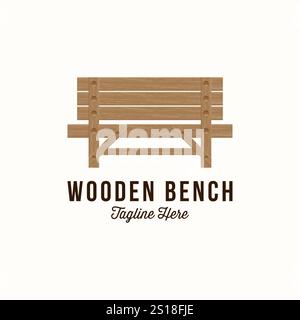 Vector illustration of Park chair logo design. Vector park wooden bench. Stock Vector