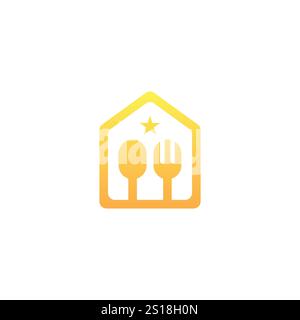 spoon fork and house logo vector Stock Vector