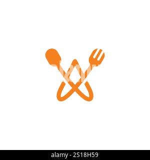 spoon fork Letter A Logo Design. Food and Drink Icon Stock Vector