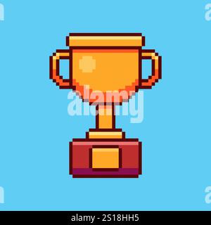 Pixel art Trophy game asset design Stock Vector