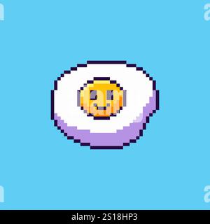 Pixel art Smiley Egg game asset design Stock Vector