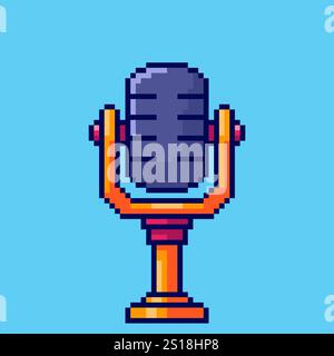 Pixel art Microphone game asset design Stock Vector