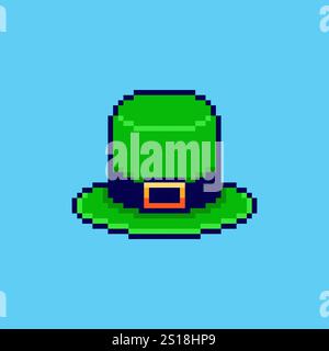Pixel art Leprechaun Hat St Patrick's Day game asset design Stock Vector