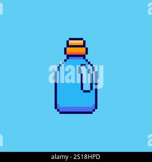 Pixel art Laundry Detergent Bottle game asset design Stock Vector