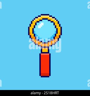 Pixel art magnifier game asset design Stock Vector