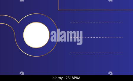 blue background with golden lines for company text and circular white space for logo or image Stock Vector